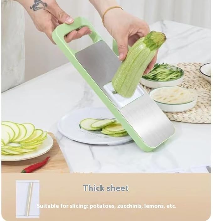 5 in 1 Slicer for Kitchen, Vegetable Slicer Multi Blade Potato Chip, Veggie shredder, Vegetable Cutter,Shredder and peeler For Small Job In Kitchen (Green)